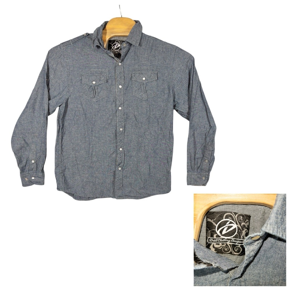 Drill Clothing Company Pearl‎ Snap Shirt Mens Medium 100% Cotton